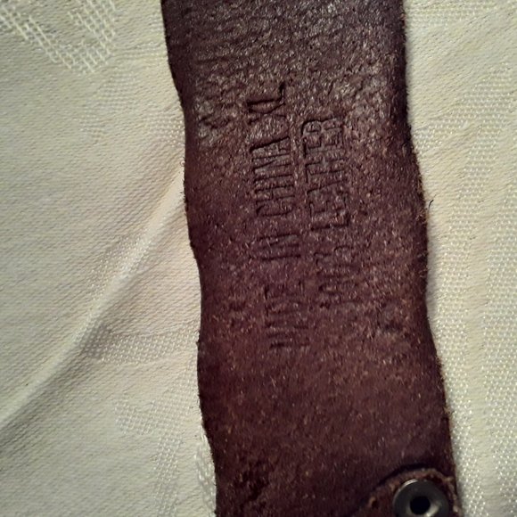 BROWN LEATHER BELT WITH RINESTONES SIZE XL - Picture 4 of 5